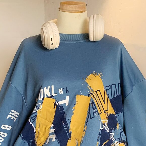 Blue Oversized Graphic Sweatshirt Street - Picture 2 of 4
